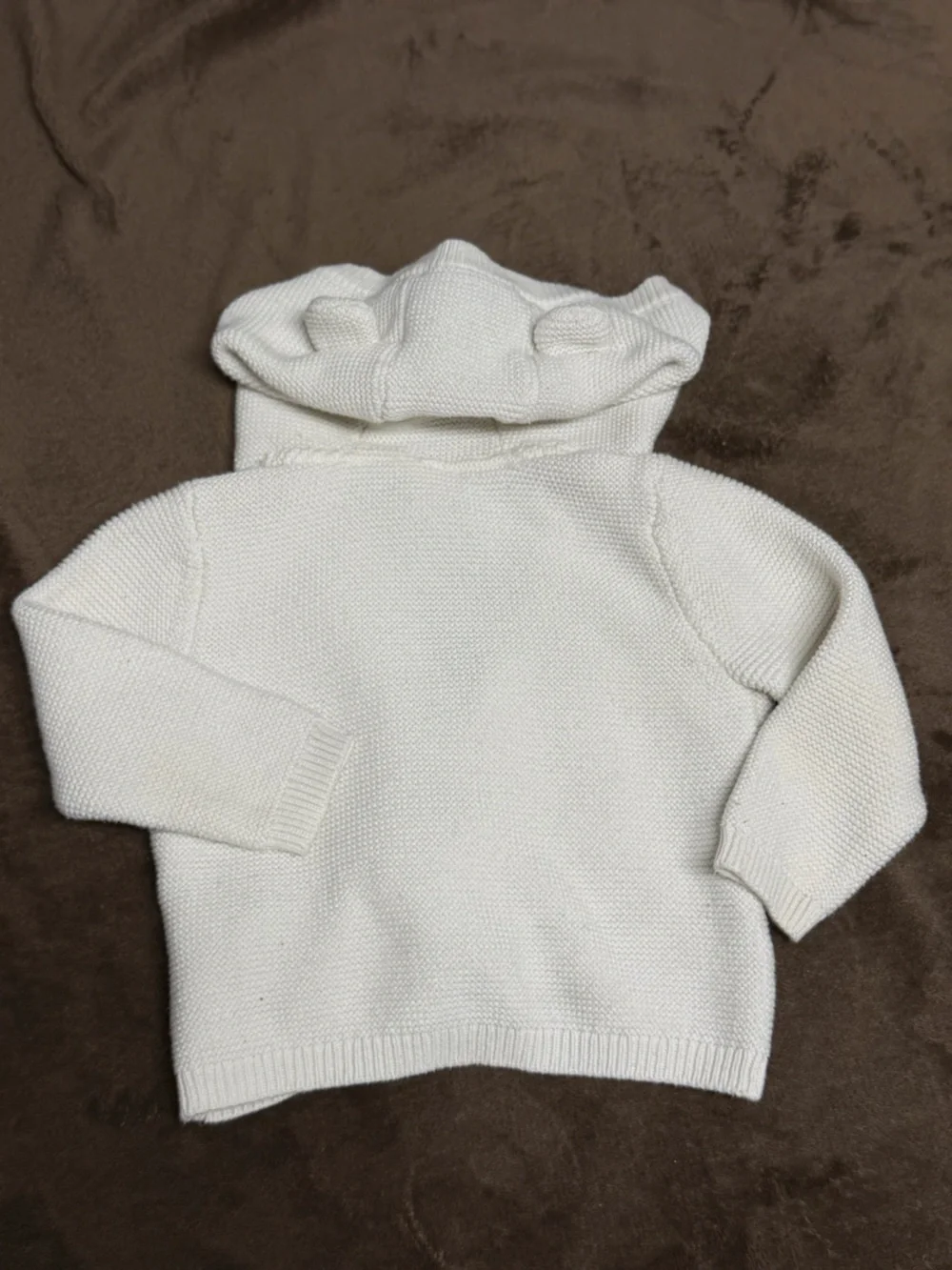 Carter's Cream Hooded Knit Cardigan with Wooden Buttons